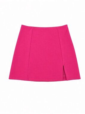 Lulus Bright Pink Structured Mini Skirt Side Slit Size M NWT